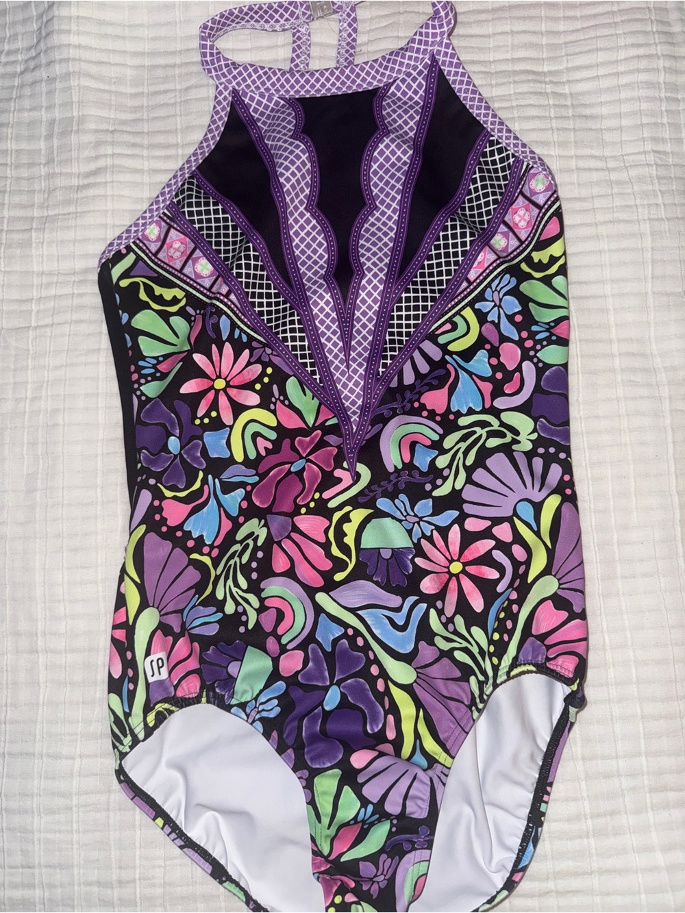 Sylvia P Purple Floral Girls' Gymnastics Leotard